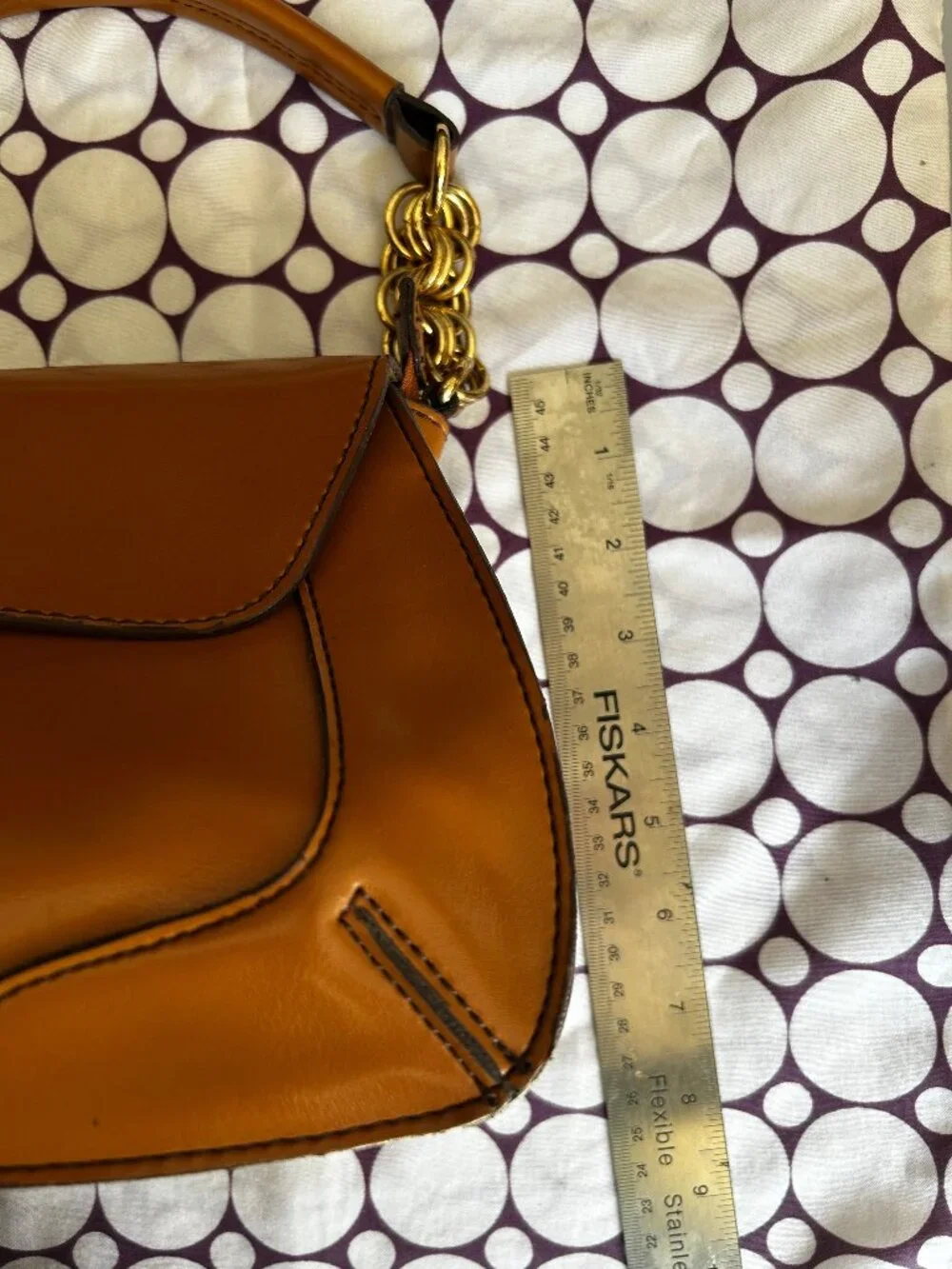 Caramel Colored Leather Shoulder Bag/Purse